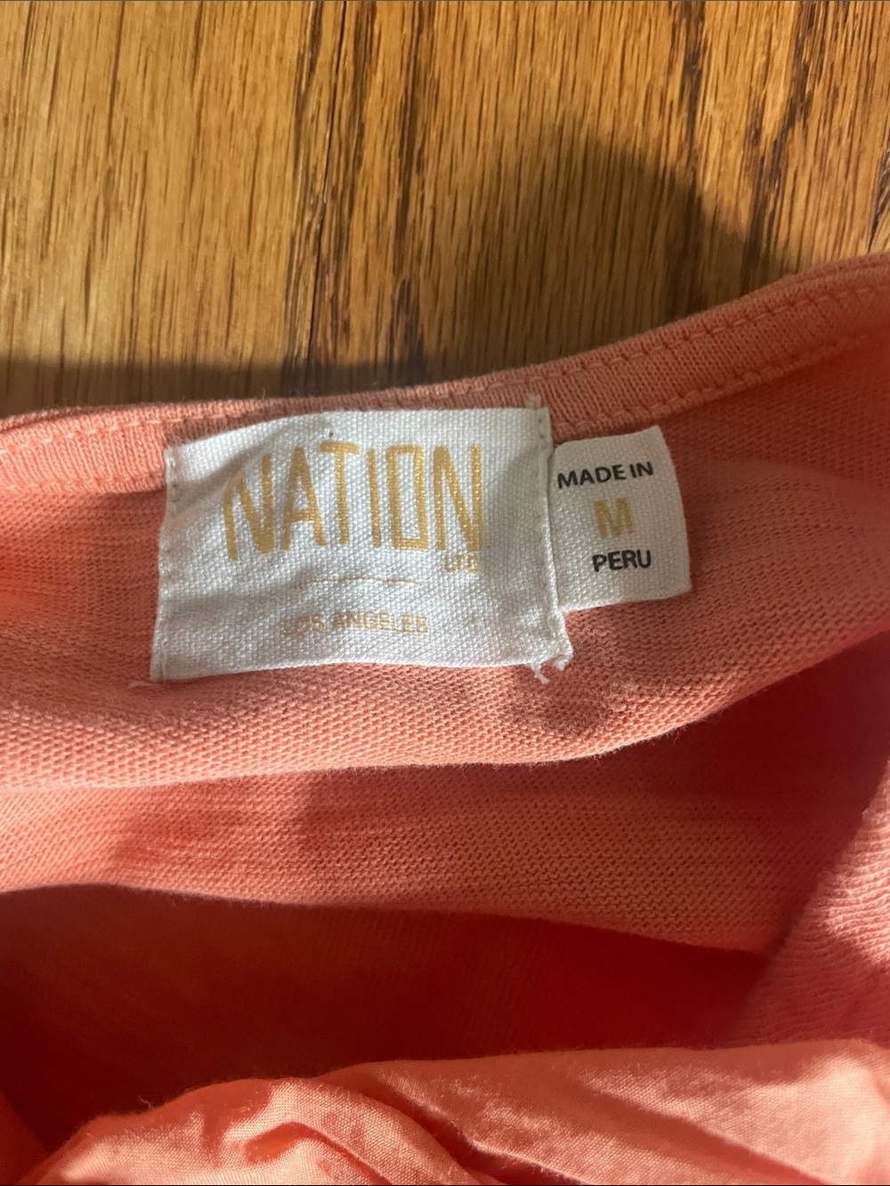 Nation LTD Audra Tee Ruffle Puff  Sleeve Top Coral Medium 100% Cotton - Picture 7 of 10